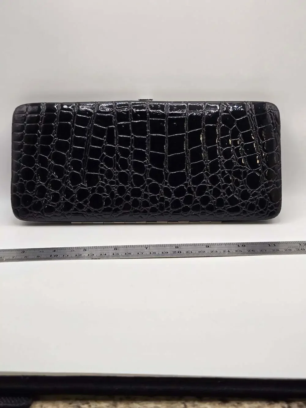 Paige Products Black Faux Crocodile Embossed Hard Shell Jewelry Travel Organizer